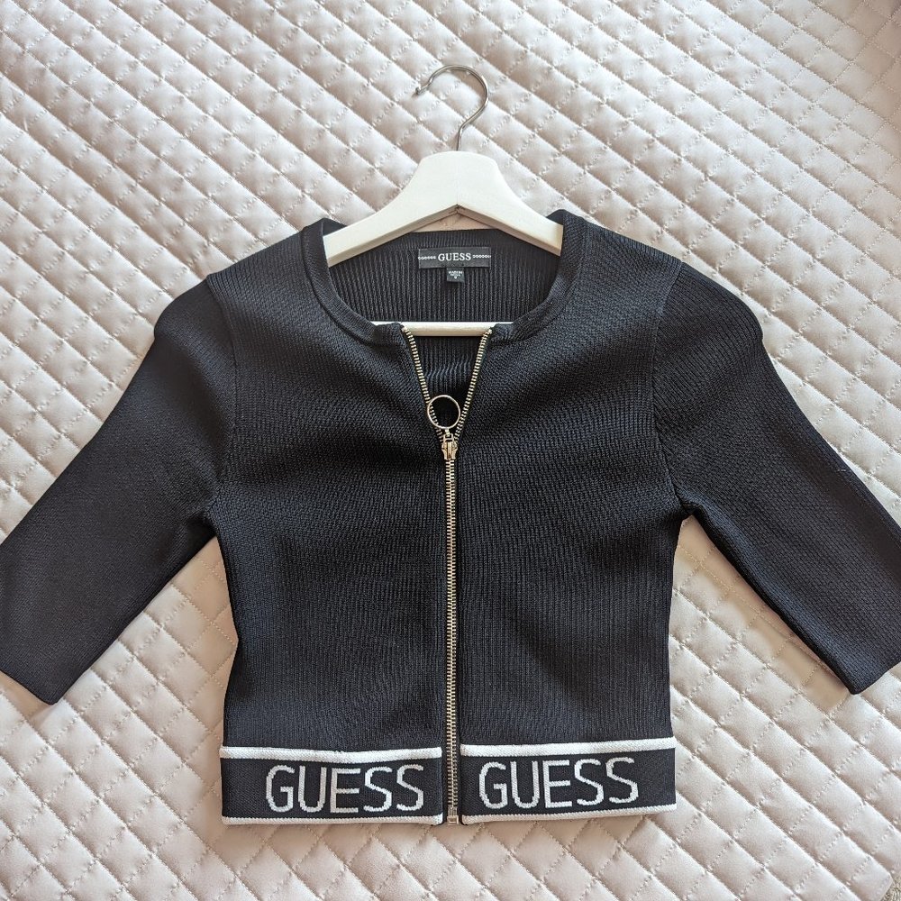 Guess Black Logo Crop Top